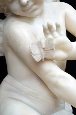 Pamono French Artist, Napoleon III Sculpture of Winged Cherub, 19th Century, Alabaster