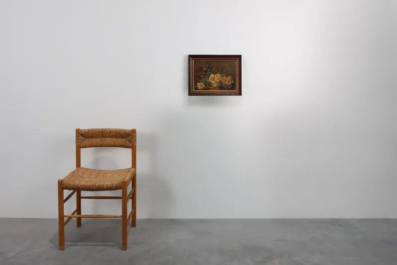 New Pamono French Artist, Still Life of a Vase with Flowers, 1940s, Oil on Canvas, Framed