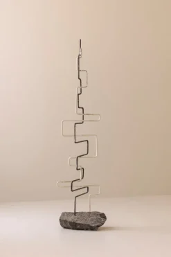 Pamono French Artist, Zigzag Sculpture, 1960s, Metal & Stone> Abstraction