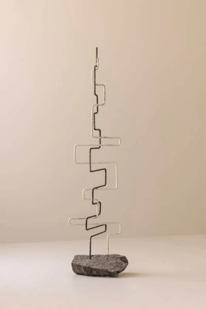 Pamono French Artist, Zigzag Sculpture, 1960s, Metal & Stone> Abstraction