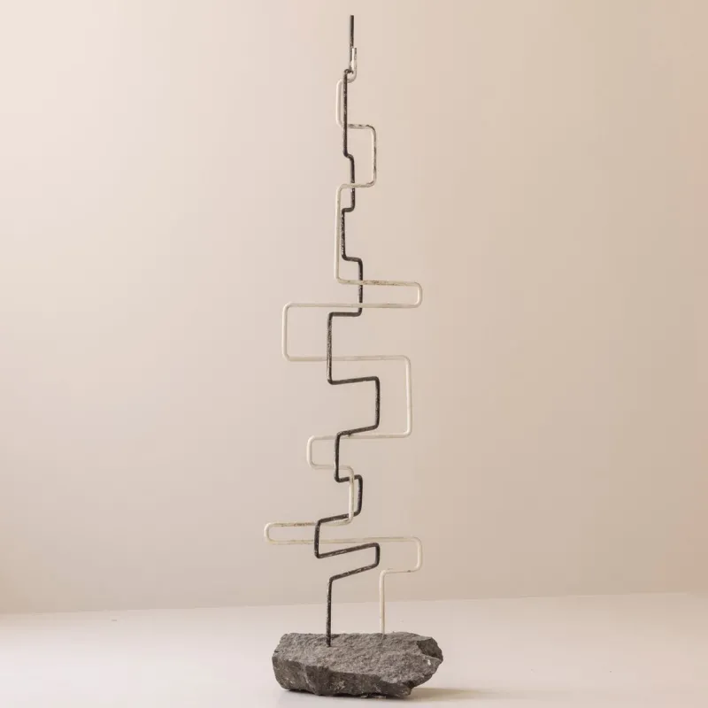 Pamono French Artist, Zigzag Sculpture, 1960s, Metal & Stone> Abstraction
