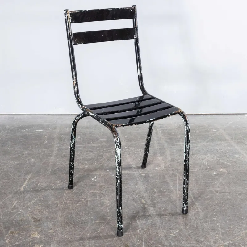 Pamono French Artprog Sky Black Metal Stacking Outdoor Chair attributed to Tolix, 1950s> Garden Seating