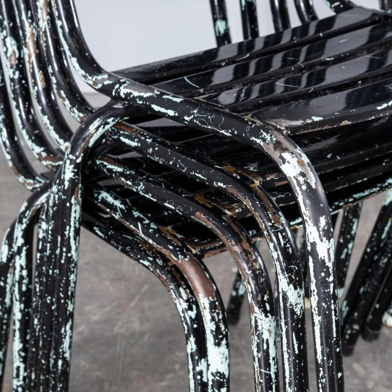 Pamono French Artprog Sky Black Metal Stacking Outdoor Chair attributed to Tolix, 1950s> Garden Seating