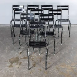 Pamono French Artprog Sky Black Metal Stacking Outdoor Chair attributed to Tolix, 1950s><noscript><img width=