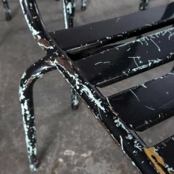 Pamono French Artprog Sky Black Metal Stacking Outdoor Chair attributed to Tolix, 1950s><noscript><img width=