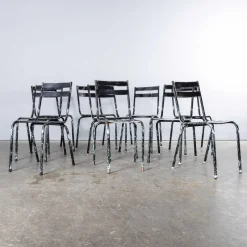 Pamono French Artprog Sky Black Metal Stacking Outdoor Chair attributed to Tolix, 1950s><noscript><img width=