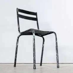Pamono French Artprog Sky Black Metal Stacking Outdoor Chair attributed to Tolix, 1950s><noscript><img width=
