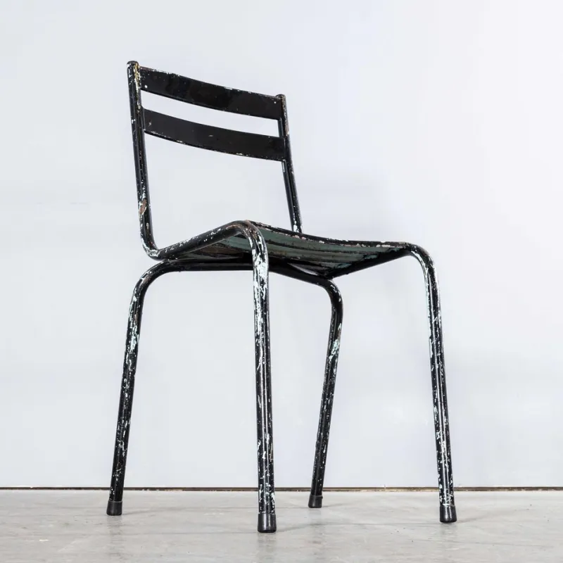 Pamono French Artprog Sky Black Metal Stacking Outdoor Chair attributed to Tolix, 1950s> Garden Seating