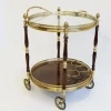 Best Pamono French Bar Cart / Trolley in Brass, Glass & Wood by Maison Jansen for Maison Jansen, 1950