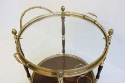 Best Pamono French Bar Cart / Trolley in Brass, Glass & Wood by Maison Jansen for Maison Jansen, 1950