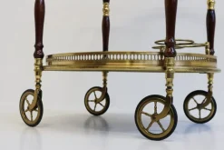 Best Pamono French Bar Cart / Trolley in Brass, Glass & Wood by Maison Jansen for Maison Jansen, 1950