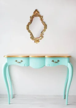 Pamono French Baroque Style Mirror in Gilt and Green Beveled Glass, 1960s> Mirrors