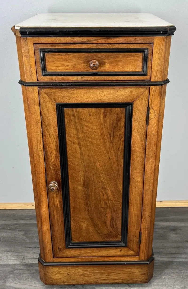 Pamono French Bedside Table in Walnut with Marble Top> Nightstands