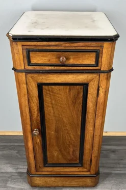 Pamono French Bedside Table in Walnut with Marble Top> Nightstands