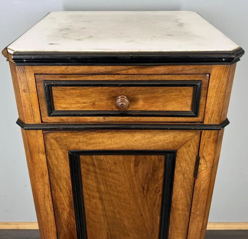 Pamono French Bedside Table in Walnut with Marble Top> Nightstands