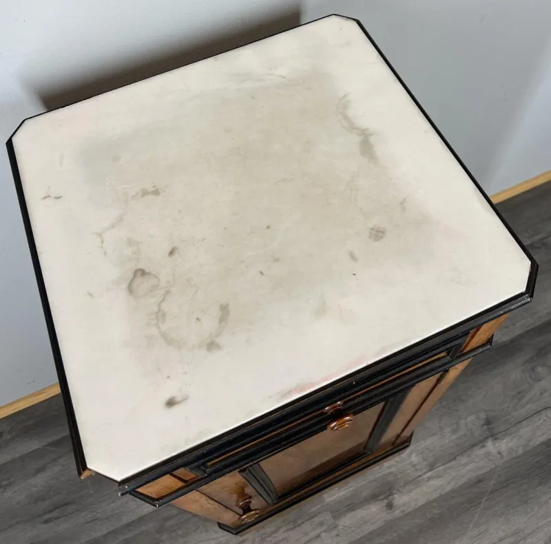 Pamono French Bedside Table in Walnut with Marble Top> Nightstands