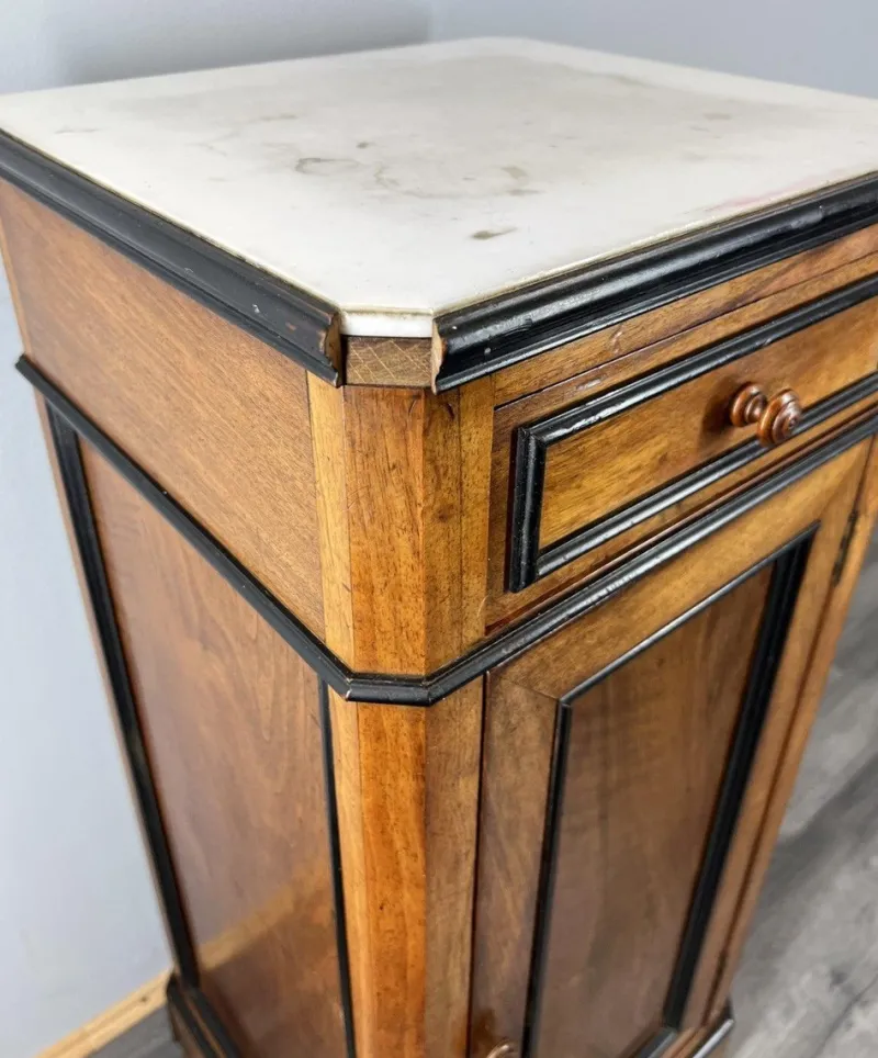 Pamono French Bedside Table in Walnut with Marble Top> Nightstands