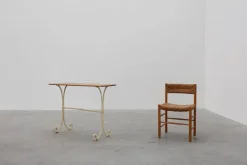 Pamono French Bistro Table with Cast Iron Base and Oak Top, 1950s><noscript><img width=