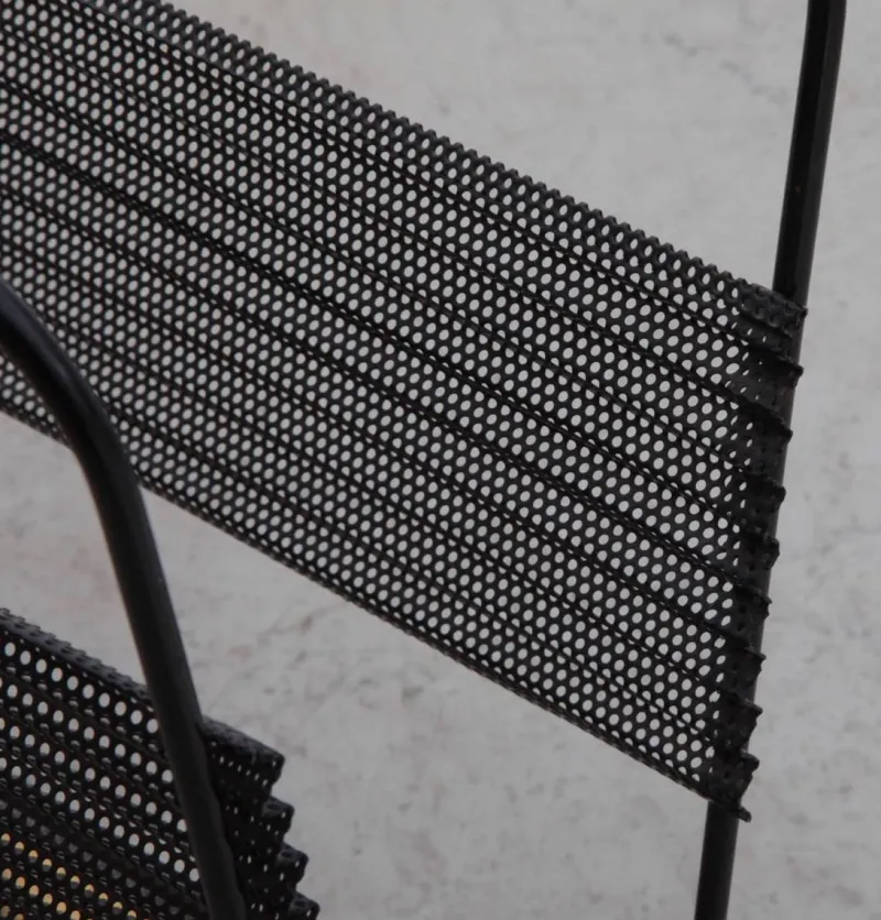Discount Pamono French Black and Brass Magazine Rack or Stand by Mathieu Matégot, 1950s