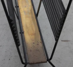 Discount Pamono French Black and Brass Magazine Rack or Stand by Mathieu Matégot, 1950s