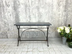 Pamono French Black Marble and Cast Iron Bistro Table, 1920s> Console Tables