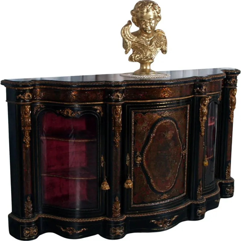 Pamono French Boulle Style Sideboard with Brass Inlay and Gilt Bronze Mounts, 1920s> Sideboards & Buffets