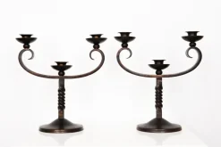 Clearance Pamono French Brown Wrought Iron Candelabras by Charles Piguet, 20th Century, Set of 2