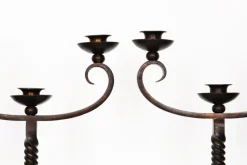 Clearance Pamono French Brown Wrought Iron Candelabras by Charles Piguet, 20th Century, Set of 2