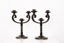 Clearance Pamono French Brown Wrought Iron Candelabras by Charles Piguet, 20th Century, Set of 2