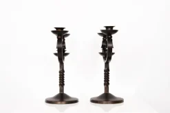 Clearance Pamono French Brown Wrought Iron Candelabras by Charles Piguet, 20th Century, Set of 2