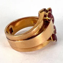 Pamono French Buckle 18k Yellow Gold Ruby Ring, 1950s><noscript><img width=