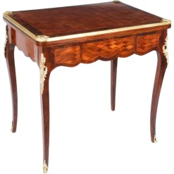 Best Pamono French Burr Walnut Parquetry Card Backgammon Table, 19th Century