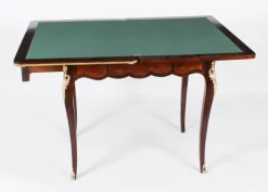 Best Pamono French Burr Walnut Parquetry Card Backgammon Table, 19th Century