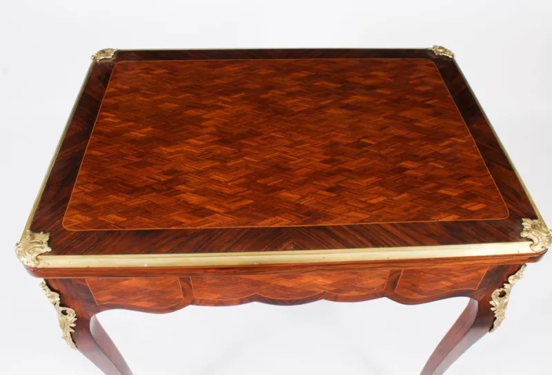 Best Pamono French Burr Walnut Parquetry Card Backgammon Table, 19th Century