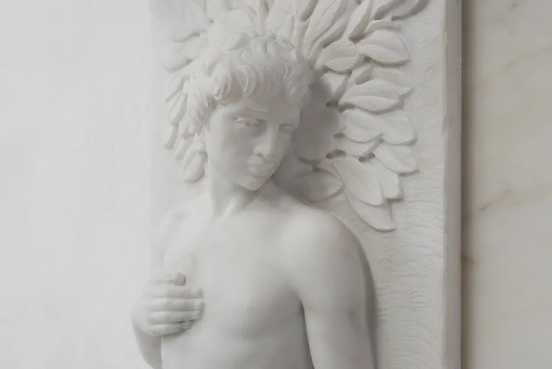 Pamono French Carrara Marble Fire Place, 1950s> Fireplaces And Mantels