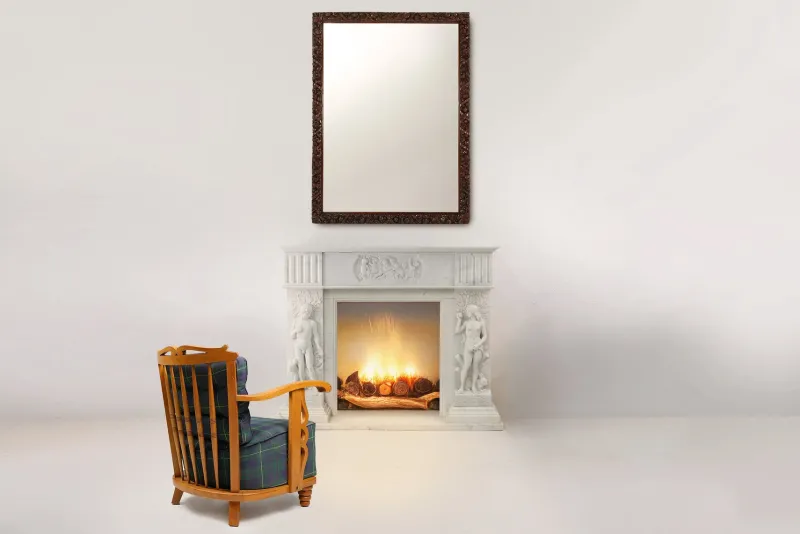 Pamono French Carrara Marble Fire Place, 1950s> Fireplaces And Mantels