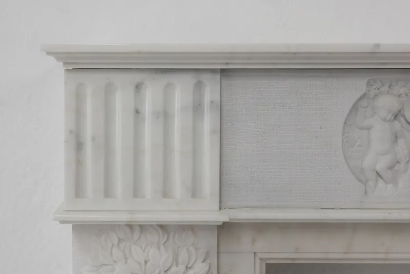 Pamono French Carrara Marble Fire Place, 1950s> Fireplaces And Mantels