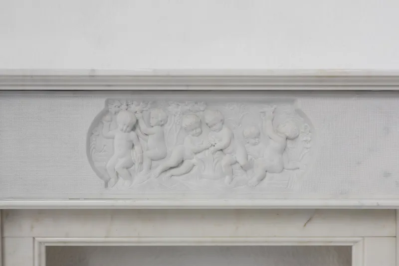 Pamono French Carrara Marble Fire Place, 1950s> Fireplaces And Mantels