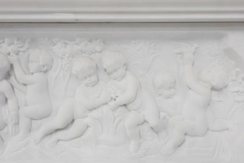 Pamono French Carrara Marble Fire Place, 1950s> Fireplaces And Mantels