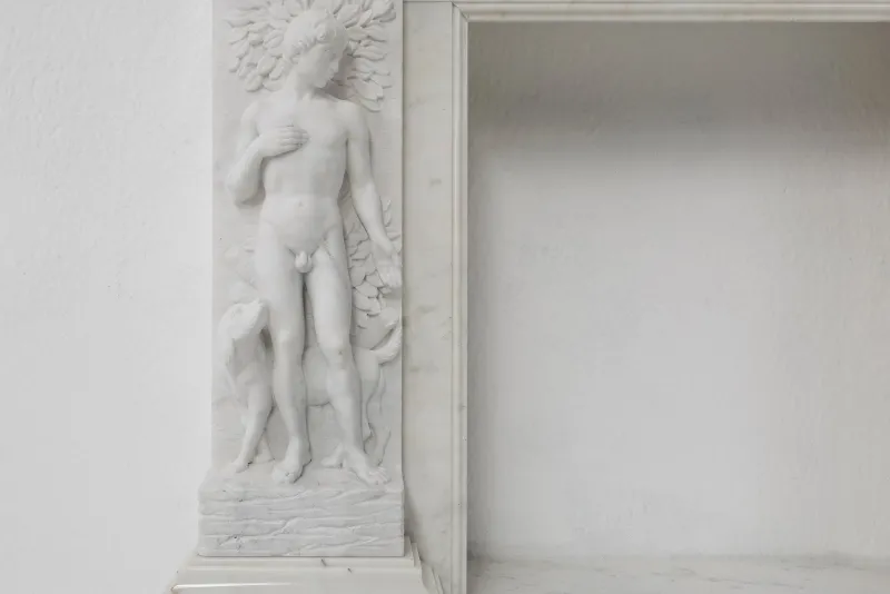 Pamono French Carrara Marble Fire Place, 1950s> Fireplaces And Mantels