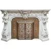 Pamono French Carved Marble Fireplace with Original Brass Insert, 1880> Fireplaces And Mantels