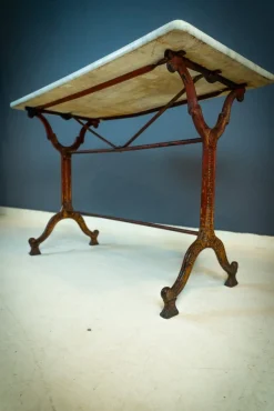 Pamono French Cast Iron and Marble Garden Table><noscript><img width=