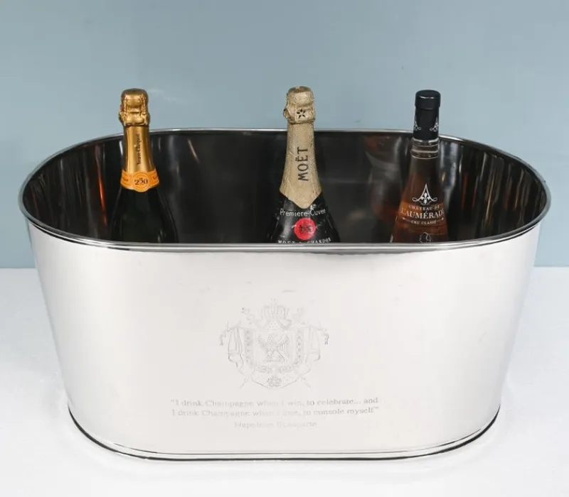 Pamono French Champagne Bucket Silver Plate 8 Bottle Wine Cooler Bollinger> Ice Buckets & Wine Coolers
