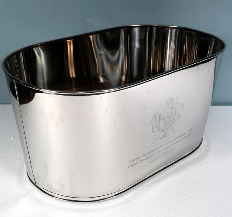 Pamono French Champagne Bucket Silver Plate 8 Bottle Wine Cooler Bollinger> Ice Buckets & Wine Coolers