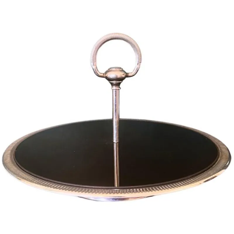 Pamono French Cheese or Serving Tray in Inox and Glass From Jean Couzon, Circa 1970> Serving Dishes