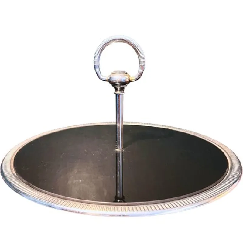 Pamono French Cheese or Serving Tray in Inox and Glass From Jean Couzon, Circa 1970> Serving Dishes