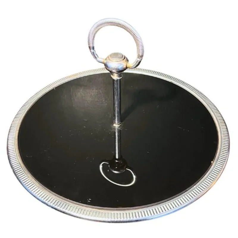 Pamono French Cheese or Serving Tray in Inox and Glass From Jean Couzon, Circa 1970> Serving Dishes