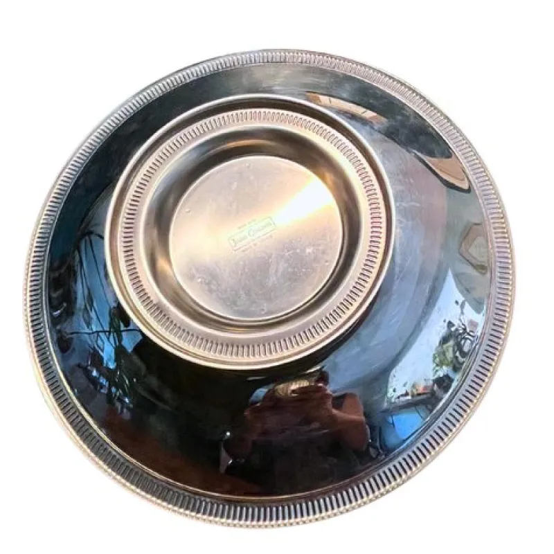 Pamono French Cheese or Serving Tray in Inox and Glass From Jean Couzon, Circa 1970> Serving Dishes