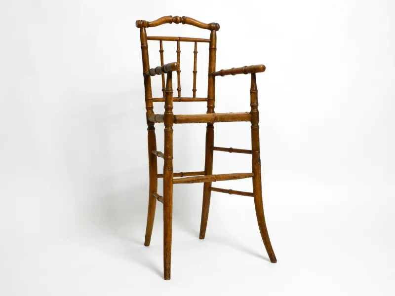 New Pamono French Child's Highchair in Bentwood with Viennese Wicker Seat, 1930s