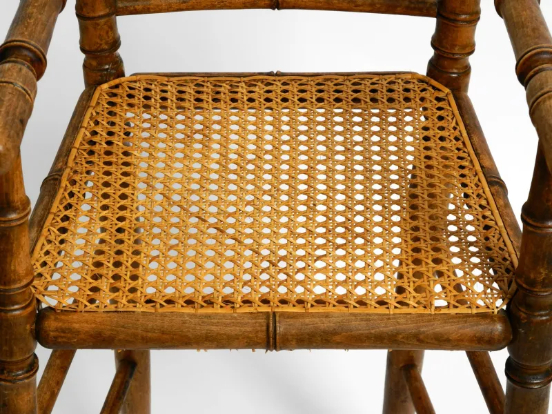 New Pamono French Child's Highchair in Bentwood with Viennese Wicker Seat, 1930s